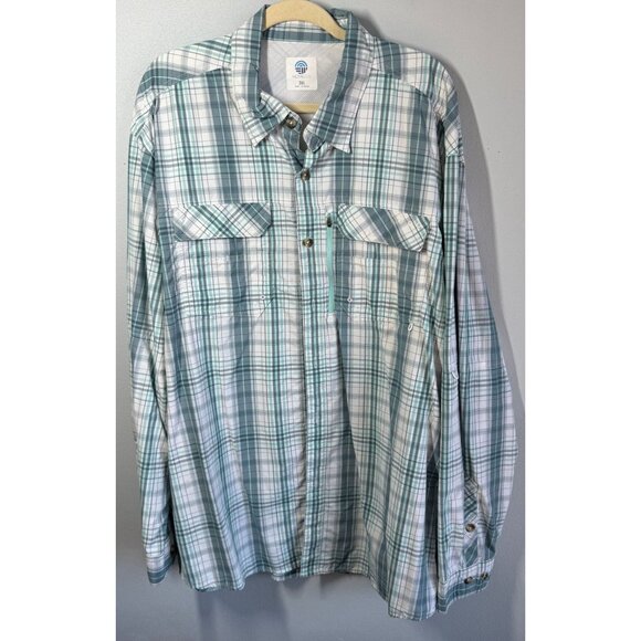 Nepallo Mens Plaid Button Up Shirt 3XL Nylon Fishing Hiking Camping UPF 50+ - Picture 1 of 13